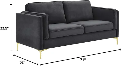 Vista 2 de Modway EEI-4453-CHA Kaiya - Sofá de terciopelo de alto rendimiento, color carbón