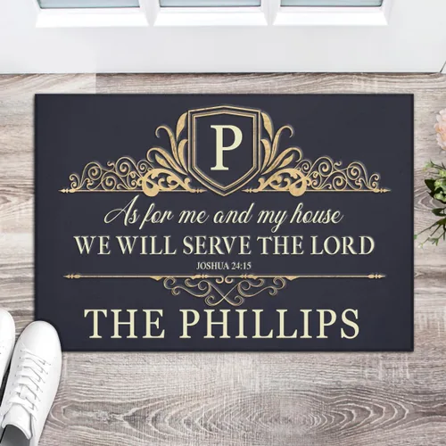 Vista 4 de Faithgee As For Me And My House We Will Serve The Lord - Felpudo personalizado para puerta como para mí y mi casa, tapete de bienvenida como para mí