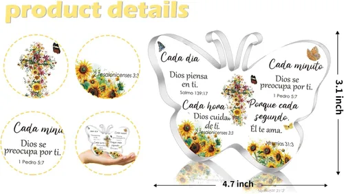 Vista 3 de Regalos de oficina cristiana en español para mujeres, regalos inspiradores religiosos con versículos de la Biblia, regalos de las Escrituras
