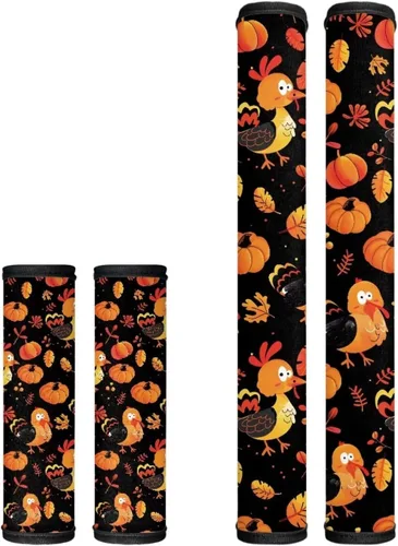 Vista 28 de Juego de 4 fundas para manijas de microondas con diseño de rayas de vaca tribal, azteca, decoración de cocina, antideslizantes, a prueba