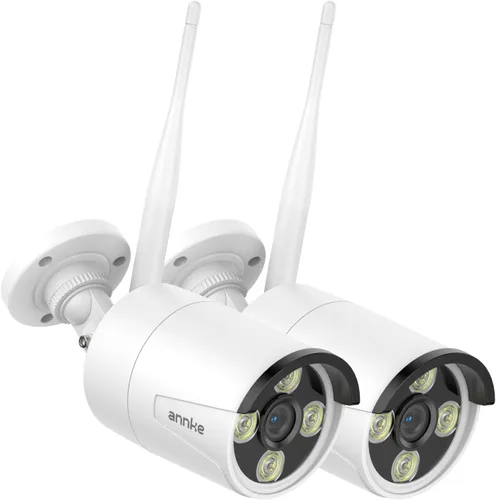 Vista 10 de ANNKE Paquete de 2 cámaras de seguridad complementarias, cámaras bala inalámbricas de 5 MP para exteriores, visión nocturna a color, audio Negro