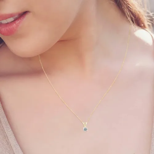 Vista 5 de Certified 17ctw - 1ctw Round Diamond Solitaire pendnat Available in 14K White and Yellow Gold