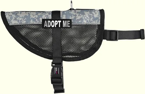 Vista 12 de Dogline MaxAire - Chaleco de malla para perros de 13 a 16 pulgadas y 2 parches extraíbles Adopt Me, talla S, color negro