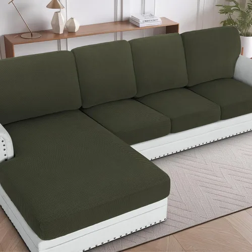 Vista 39 de H.Versailtex - Funda de sofá seccional de 1 pieza, funda deslizante para chaise con forma de L, funda de cojín separada para sofá seccional tanto