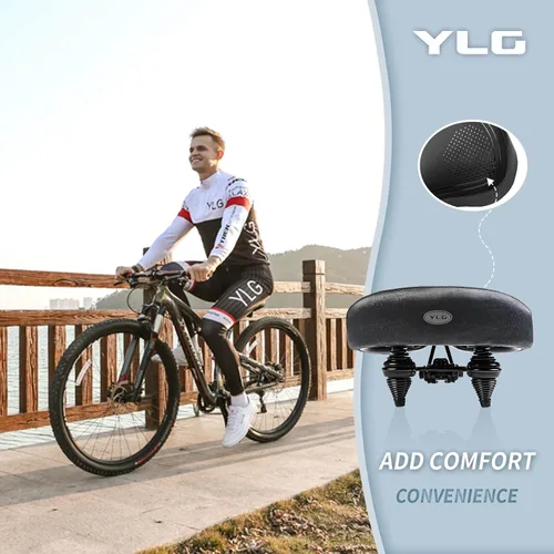 Vista 7 de YLG Asiento de bicicleta cómodo de gran tamaño para ciclista casual Sillín de bicicleta grande, amortiguación firme, para mujeres y hombres