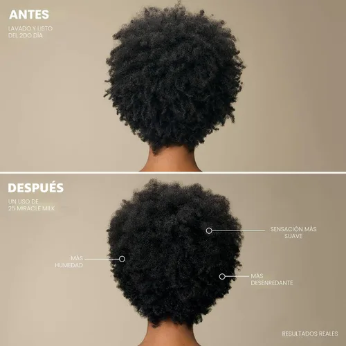 Vista 4 de Mizani 25 Benefit Miracle Milk - Acondicionador sin enjuague para cabello rizado, con aceite de coco, spray desenredante de rizos, protector térmico