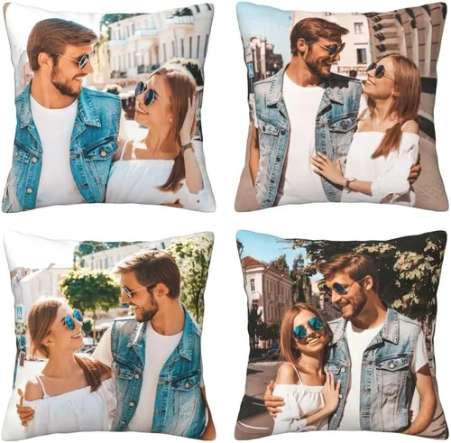 Vista 9 de Juego de 4 fundas de almohada personalizadas con texto en imagen, decoración del hogar, funda de cojín decorativa para sofá o sofá, regalos