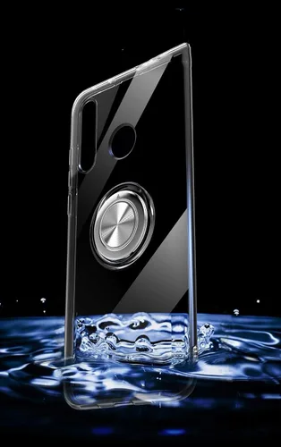 Vista 6 de SORAKA Funda transparente para Huawei P30 Lite con soporte de anillo giratorio de 360 grados, funda protectora transparente de TPU suave con placa