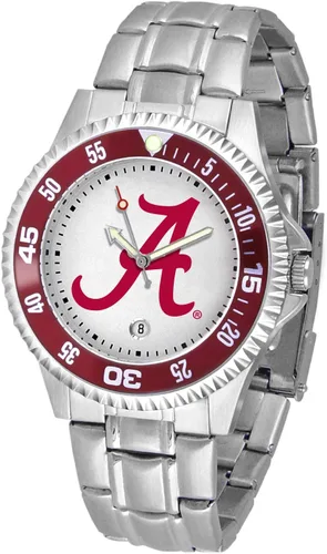 Vista 53 de SunTime Reloj de cuarzo de 1.575 in para hombre, correa de acero inoxidable de 0.787 in, esfera Gameday