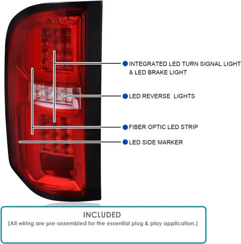 Vista 3 de SPEC-D TUNING Luces traseras LED rojas con barras de luz LED compatibles con Chevy Silverado 2007-2013 1500/2500HD/3500HD, montaje de par izquierdo