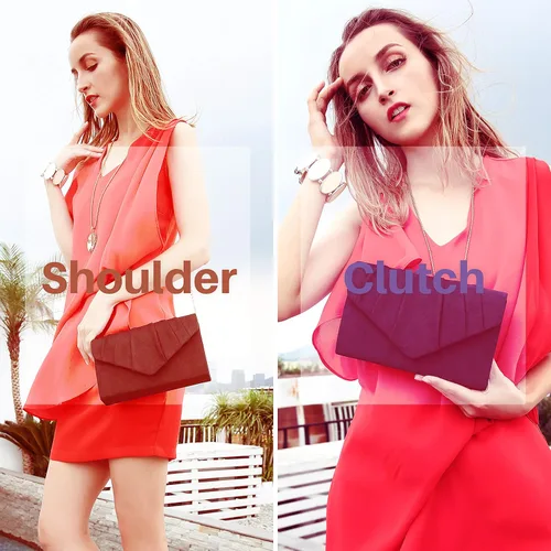 Vista 2 de Milisente Bolso de noche para mujer, de gamuza plisada, bolso de mano