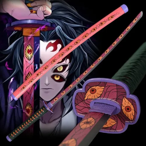 Vista 4 de Darkrock Espada katana de Kokushibo de Kimetsu Yaiba Kokushibo de 40 pulgadas Anime Demon Slayer con soporte de exhibición