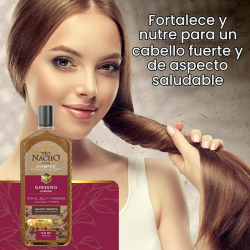 Vista 3 de TIO NACHO Shampoo Ginseng con Jalea Real - Reduce la caída del cabello 14 Onzas Líquidas