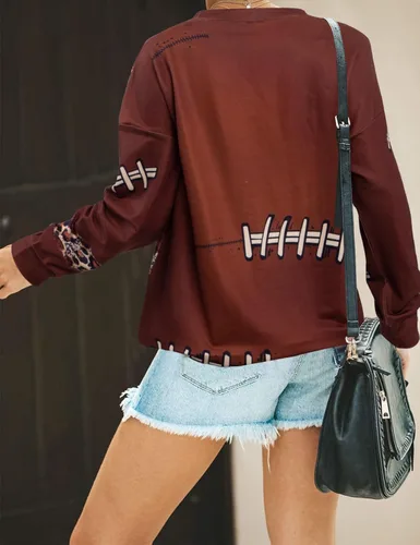 Vista 4 de JINTING Sudaderas de fútbol para mujer, sudadera para el día del partido, camiseta de fútbol americano, sudadera con capucha de cuello redondo