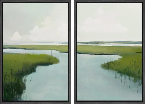 Vista 16 de Ashbrook - Set de arte de pared en lienzo enmarcado, tonos orgánicos de la tierra en beige y marrón con ilustraciones de trazos circulares, arte