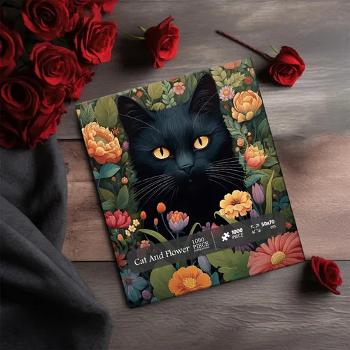 Vista 7 de Rompecabezas vintage de gatos para adultos de 1000 piezas en adelante, colección de rompecabezas de flores de PICKFORU animales y plantas