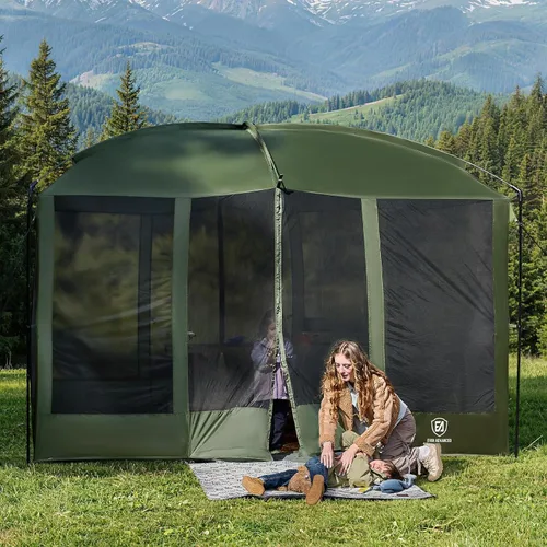 Vista 9 de EVER ADVANCED Pantalla magnética para habitación de 11 x 9 pies, entrada manos libres, cámara de pantalla con protección solar para campamento