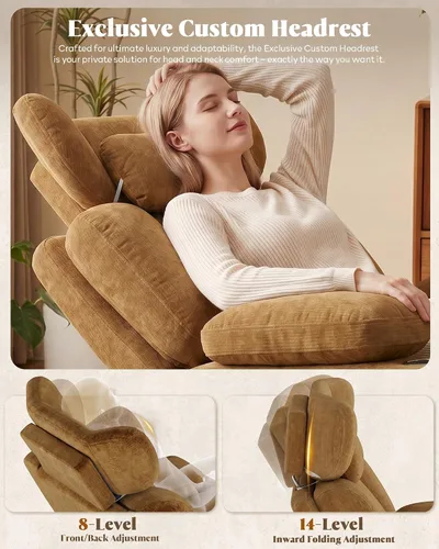 Vista 3 de Silla mecedora para guardería con reposabrazos ajustable, reposacabezas Marrón