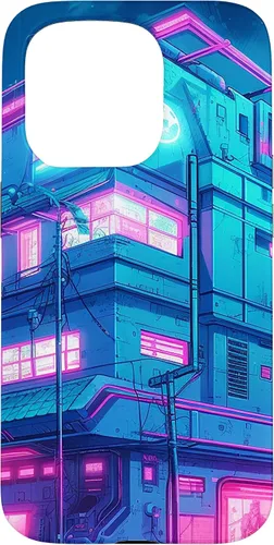Vista 14 de Funda Vaporwave para iPhone 16 Cyberpunk House