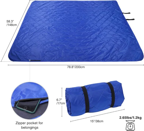 Vista 5 de REDCAMP Manta grande impermeable para estadio para deportes al aire libre, suave y cálida, manta de campamento de forro polar resistente al viento