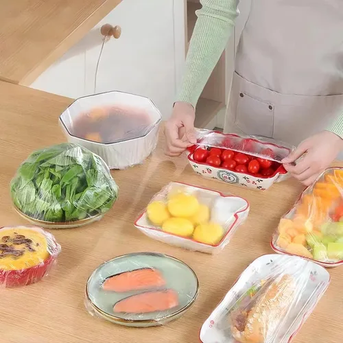 Vista 5 de 300 fundas elásticas reutilizables para alimentos, cubiertas elásticas para cuencos y platos para almacenamiento de alimentos a prueba de pan