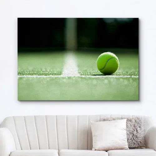 Vista 2 de wall26 - Cuadro en lienzo para pared, pelota de tenis en cancha de césped, fotografía de atletas deportivos, arte moderno contemporáneo, pintoresco
