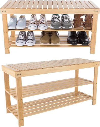 Vista 5 de Lavish Home Zapatero de bambú de 2 niveles