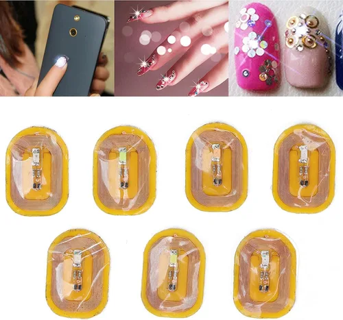 Vista 2 de NFC - Adhesivos para uñas, 7 unidades de calcomanías LED brillantes, material ABS, estilo moderno, color amarillo