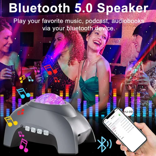 Vista 4 de CIMELR Proyector Aurora Northern Lights, Proyector de Estrellas con Altavoz Bluetooth de Música y Ruido Blanco, Proyector de Luz de Galaxia