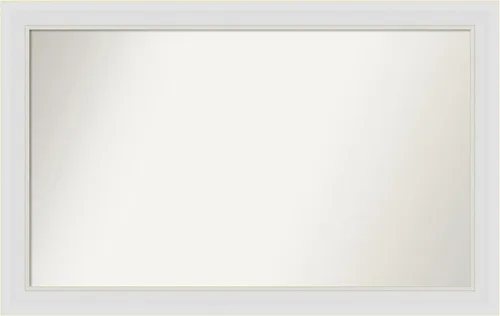 Vista 209 de Amanti Art Espejo de baño blanco para sobre el fregadero, 24 x 26 pulgadas, espejo rectangular blanco y blanco, marco de madera contemporáneo
