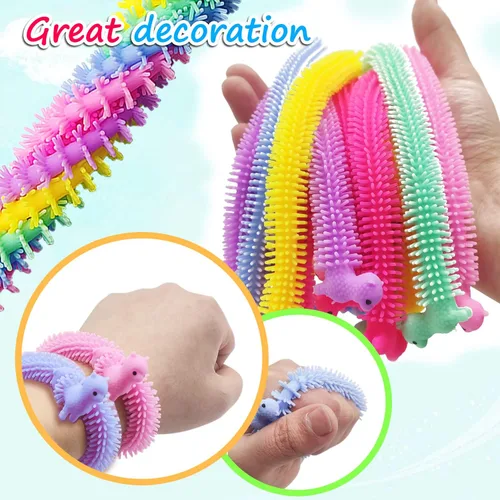 Vista 6 de 18 piezas de juguetes de cuerda elástica, juguete sensorial de alpaca, fideos para apretar para niños, niñas, adultos, regalos de fiesta