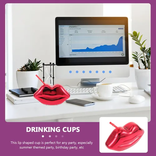 Vista 4 de Vasos creativos con forma de labio rojo con tapa y pajita, lindo vaso Kawaii Bo Cup para el hogar, oficina, boda, fiesta, playa, KTV, bar, club