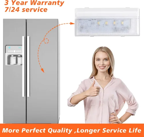 Vista 2 de W10515057 Luz de refrigerador para refrigerador Whirlpool Luz de repuesto LED, Whirlpool WRS325FDAM04 Luz WRS325FDAM02 Luz WPW10515057