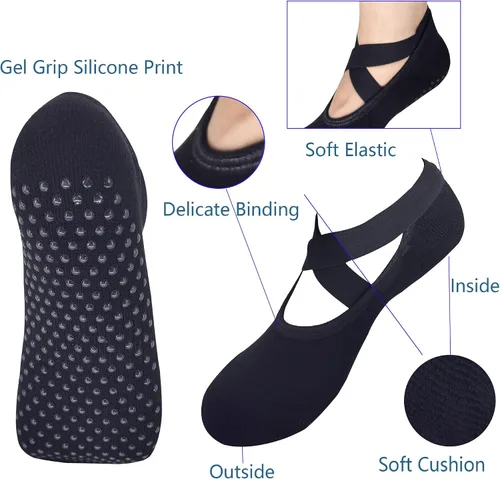 Vista 2 de Toes&Feet Calcetines acolchados acolchados antideslizantes para mujer, para yoga, pilates, ballet, barre piyo