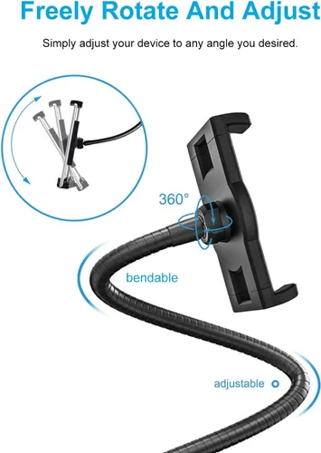 Vista 4 de Soporte para tableta, riel de asiento de automóvil o camión, cuello de cisne resistente, soporte para tablet con brazo de aluminio de 20 pulgadas
