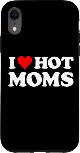 Vista 24 de Funda con texto en inglés "I Love Hot Moms Red Heart para iPhone 16