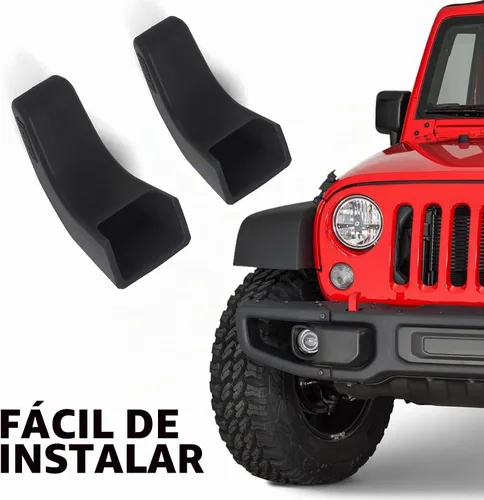 Vista 4 de Cubiertas de gancho de remolque de parachoques de fábrica (actualización) para Jeep Wrangler JK JL Gladiator TJ, accesorios protectores negros