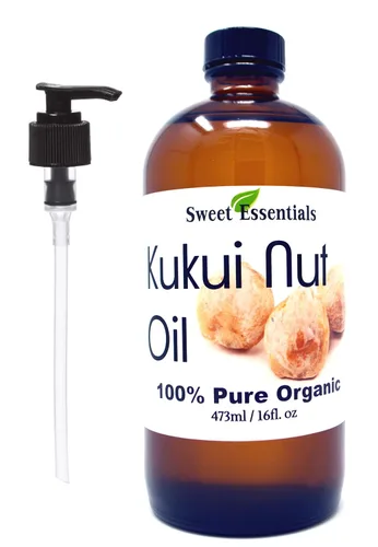 Vista 2 de Sweet Essentials - Aceite de nueces Kukui 100% orgánico, varios tamaños, 100% puro, prensado en frío, hidratante natural para la piel, el cabello