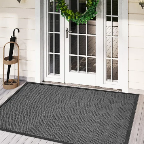 Vista 7 de tonchean Tapete para puerta delantera, 3 x 5 pies, resistente, para Gris