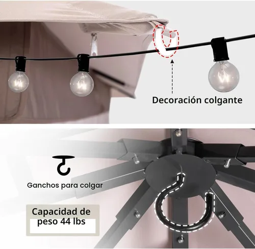 Vista 7 de LAUSAINT HOME - Cenador para exteriores de 8 x 8 pulgadas con cortinas Caqui