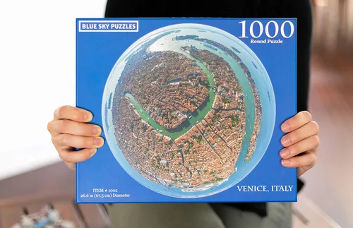 Vista 7 de Rompecabezas redondo de 1000 piezas de Venecia, Italia, arte desafiante y educativo para adultos y niños, foto panorámica única de la ciudad