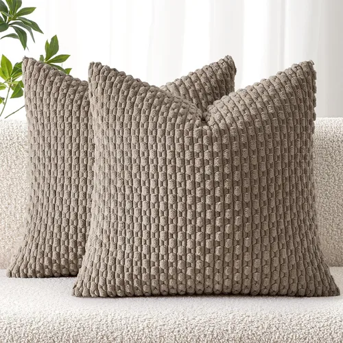 Vista 29 de MIULEE - Juego de 2 fundas decorativas cuadradas para cojines, de pana suave y con estilo campestre bohemio a rayas para decorar hogar, sofá, cama