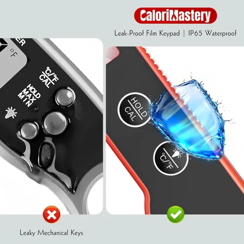 Vista 5 de Termómetro de carne digital CaloriMastery con retroiluminación, función de calibración y retención, termómetro de alimentos resistente al agua IP65