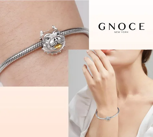 Vista 4 de GNOCE Bully Pitbull - Abalorio de plata de ley para pulsera collar de regalo para mujeres y niñas esposa e hija