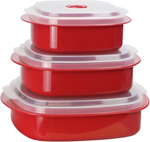 Vista 11 de Kit de 6 unidades de recipientes de cocina para microondas, vaporera y refrigerador, de Callypso Basics por Reston Lloyd, 1, Celeste