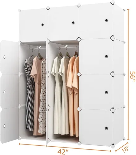 Vista 2 de MAGINELS Armarios portátiles – 14 x 18 pulgadas de profundidad (12 cubos), almacenamiento de cubos, armario de dormitorio, armario