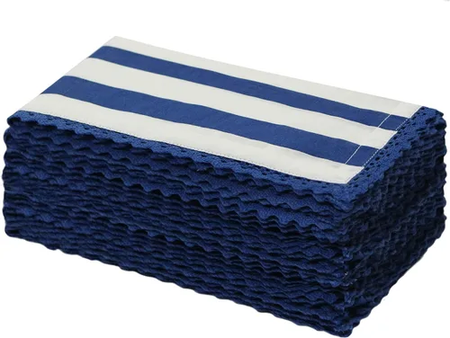 Vista 12 de COTTON CRAFT Servilletas de tela – Juego de 12 servilletas de cena de algodón puro tejido slub – Servilletas gruesas, duraderas, absorbentes Rayas