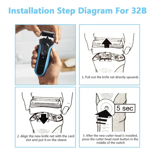 Vista 6 de Afeitadora de cabeza 32B para cabezal de repuesto S3, accesorios de pieza para la serie 3, cabezal de repuesto compatible con 3010s 320 330 340