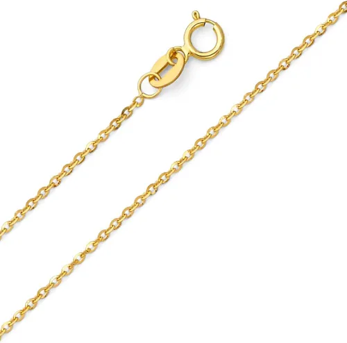 Vista 3 de TGDJ Colgante de cuerno italiano de cornicello de oro amarillo de 14 quilates, elegante collar de cadena con cadena de cable adecuada para todos