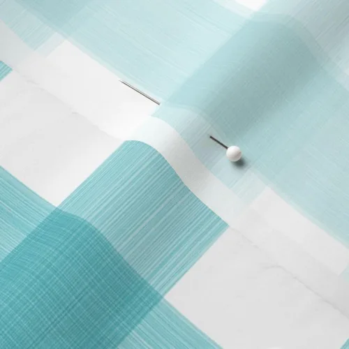 Vista 5 de Spoonflower Tela - Turquesa Buffalo Plaid Stripe Country Gingham Pintura impresa en tela de gasa Fat Quarter - Costura de moda Vestidos Decoración